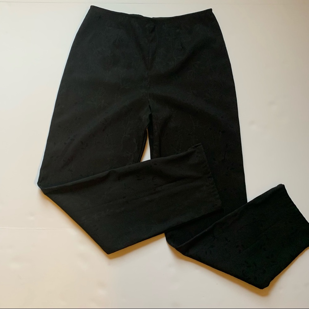 Women’s Black floral Dress Work Pants. Cropped 8